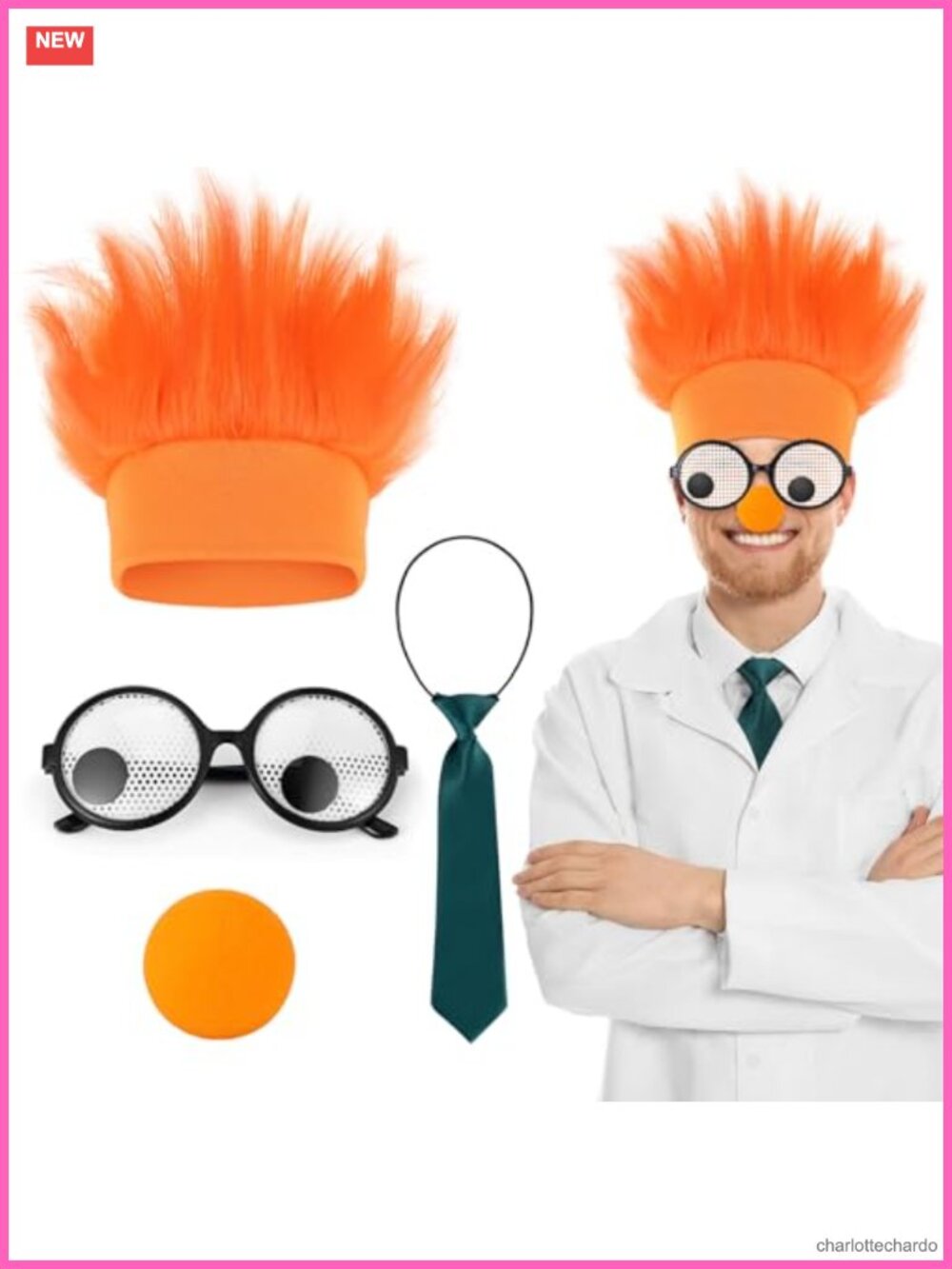 Adult Cosplay Costume Accessories Kit Hairy Headband Googly Eye Glasses Sponge